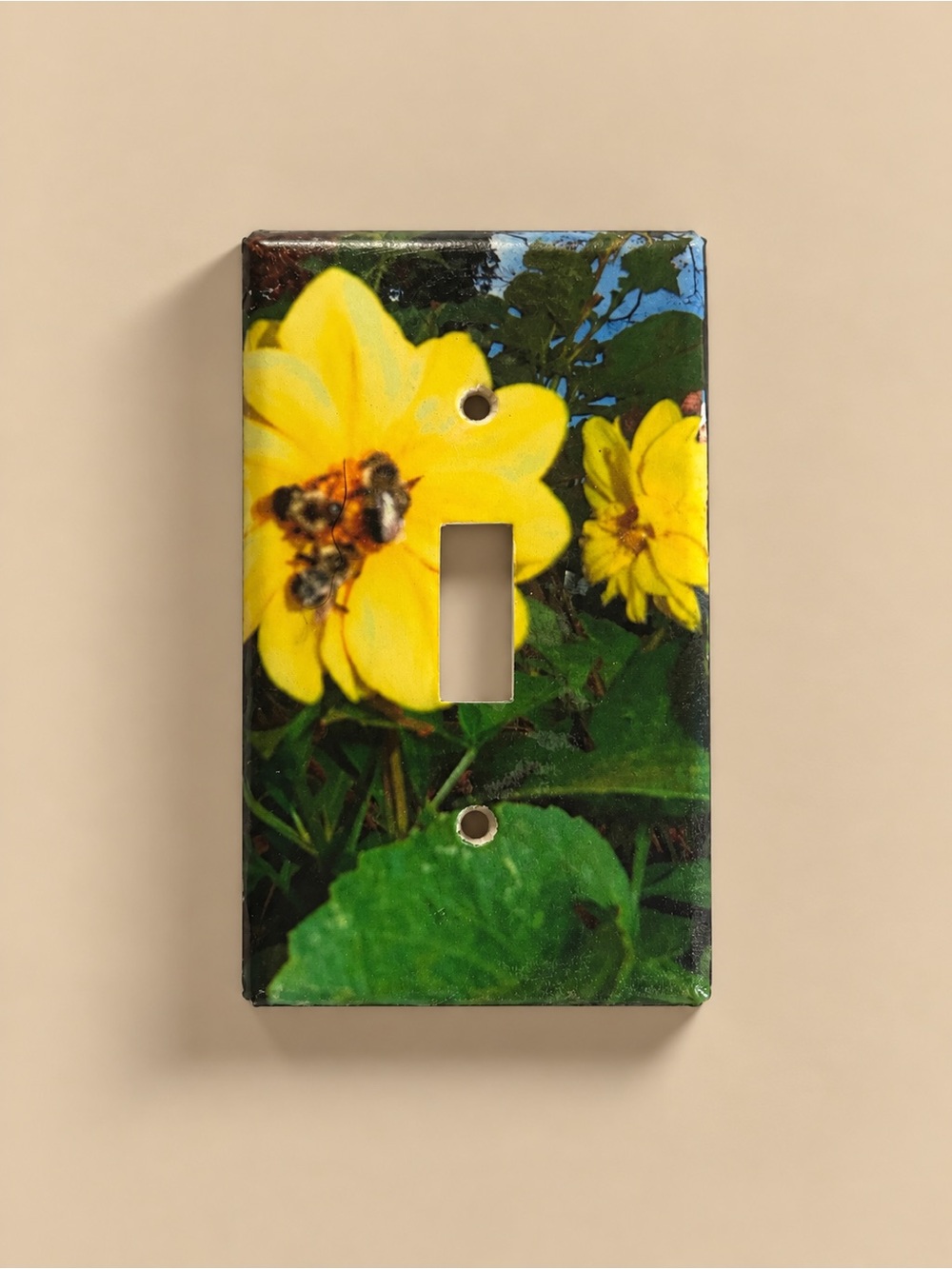 Hand-made Yellow Floral Light Switch Cover - Decorative Home Wall Decor